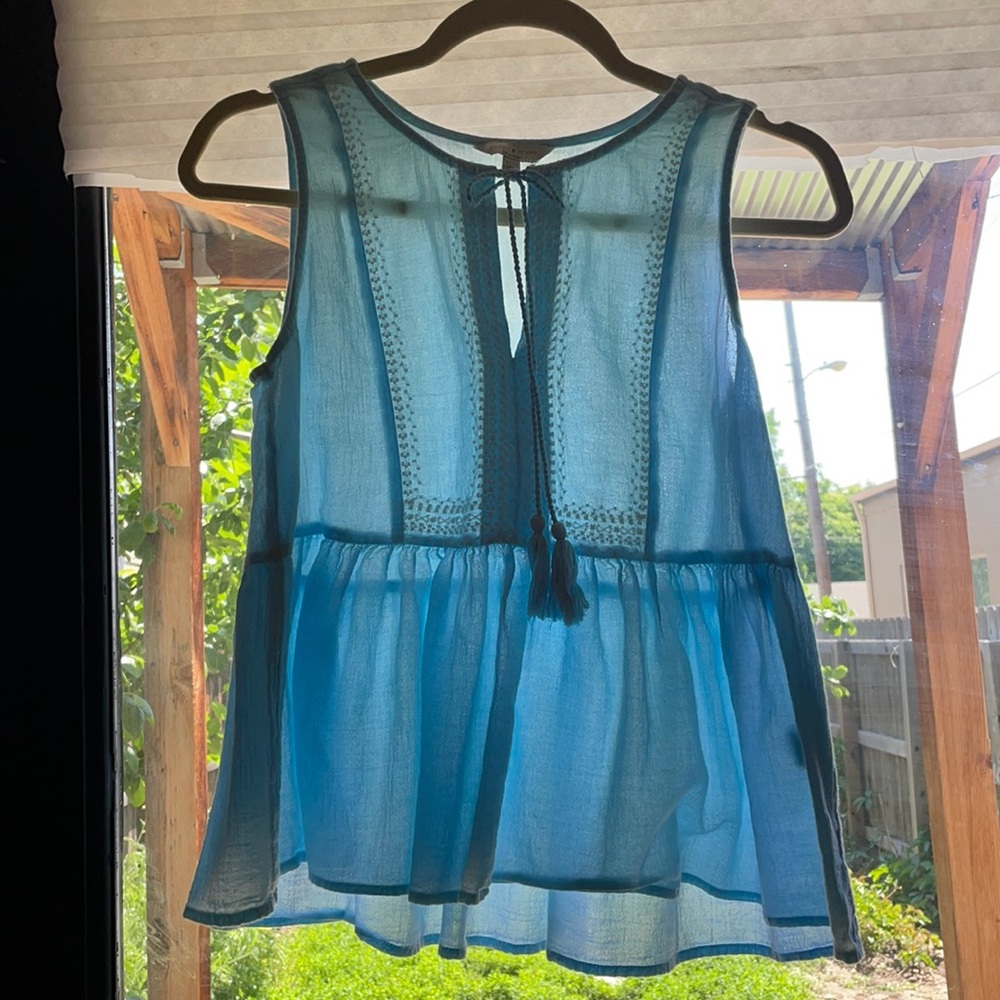 100% Cotton Lucky Brand Light Blue Tank Top